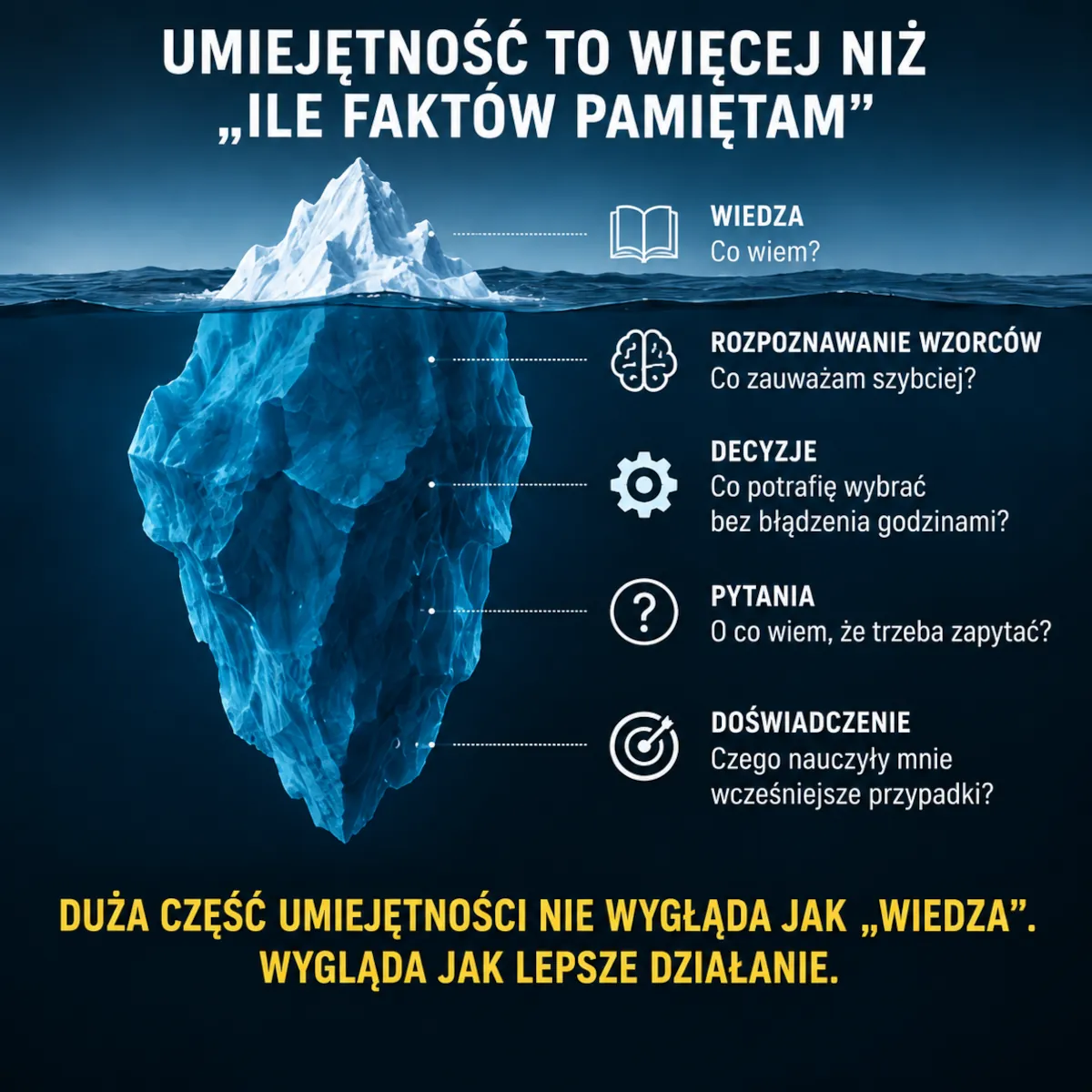 Umiejętność obejmuje wiedzę, rozpoznawanie wzorców, decyzje, pytania i doświadczenie